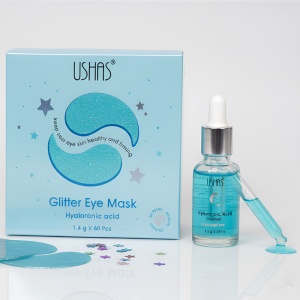 Plasturi pentru Ochi cu Acid Hialuronic și Glitter Ushas | 60 Plasturi Hidrogel Hidratare și Netezire