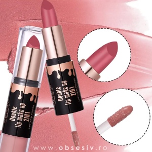 Ruj Solid și Lichid 2în1 Double Lip Make-Up No 19 - Culoare Intensă și Hidratare de Durată