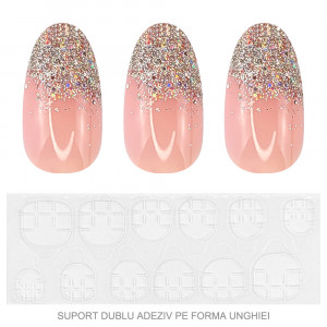 Set 12 Unghii Reutilizabile cu Manichiura Instant 'Salon Quality', Culoare Roz