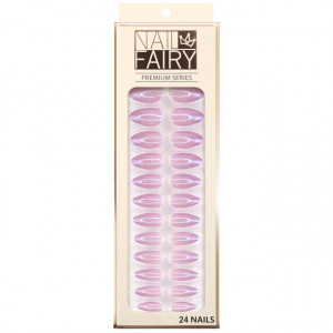 Set 24 Unghii False Reutilizabile cu Manichiura Instant, Culoare Mov Lavanda