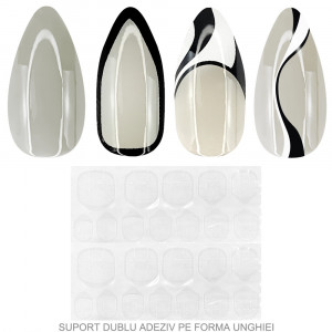 Set 24 Unghii False Reutilizabile cu Manichiura Instant Model 'Elegance'