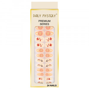Set 24 Unghii False Reutilizabile cu Manichiura Instant Model 'Love and Happiness'