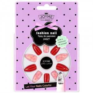 Set 24 Unghii False Reutilizabile cu Manichiura Instant Model 'Red Roses'