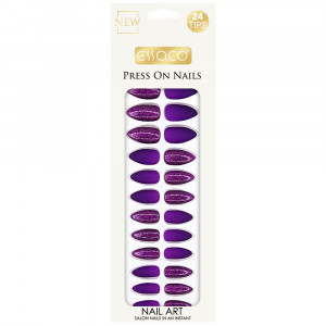 Set 24 Unghii Reutilizabile cu Manichiura Instant, Indigo Shine & Matt