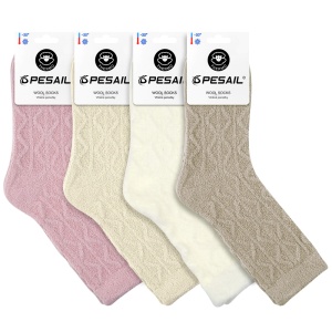Șosete Călduroase din Lână Set 4 Perechi - Plush Clouds, Protecție Până la -30°C. Prezentare sosete cu eticheta.