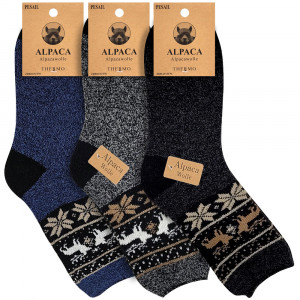 Șosete Călduroase și Moi din Lână de Alpaca Set 3 Perechi Model 'Winter Tradition' No.02