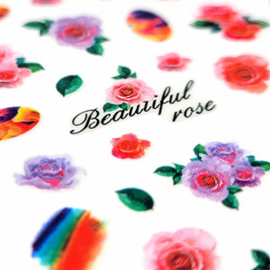 Abtibilde Unghii Culoare Multicolor Model 'Beautiful Rose' No. Z-D3980