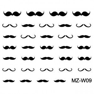 Abțibilde Unghii Mustăți Negre, MZ-W09 | Abțibilduri Unghii și Tatuaje pentru Nail Art