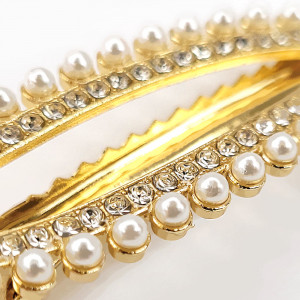 Agrafa de Păr cu Perle si Strasuri, Model 'Golden Sparkle'