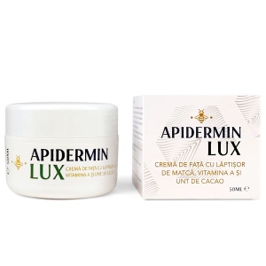 Cremă de Față Apidermin Lux cu Lăptișor de Matcă, Vitamina A și Unt de Cacao - Hidratare Profundă, Anti-Îmbătrânire, Ten Radiant