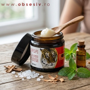 Textură bogată de balsam pentru masaj local – oferă un efect intensiv de răcorire și detensionare.
