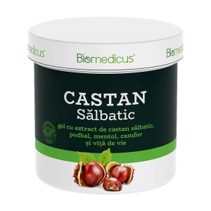 Gel cu Extract de Castan Sălbatic, Podbal, Mentol, Camfor si Viță de Vie Biomedicus - Răcoritor și Decongestionant