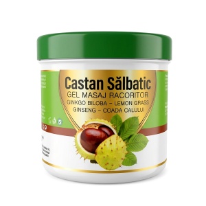 Gel de Masaj Răcoritor pentru Picioare Castan Sălbatic, Ginkgo Biloba, Ginseng și Coada Calului Praemium - Revigorare și Relaxare, 275ml