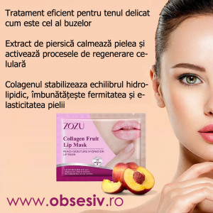 Masca Tratament Buze cu Colagen si Fructe Aroma de Piersica, Zozu Collagen Fruit Lip Mask