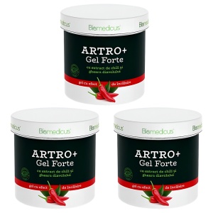 Pachet 3 x Gel Artro+ Forte Biomedicus cu Chili și Gheara Diavolului - Ameliorarea Durerilor Musculare și Articulare