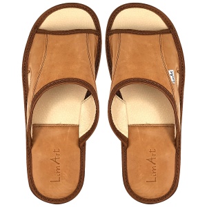 Papuci de Casă din Piele Lim Art Model 'Summer Luxury' Light Brown - Eleganță și Confort Natural