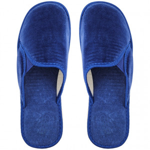 Papuci de Casa din Velur si Bumbac Flausat Marca Nowo Model 'Blue Mood'