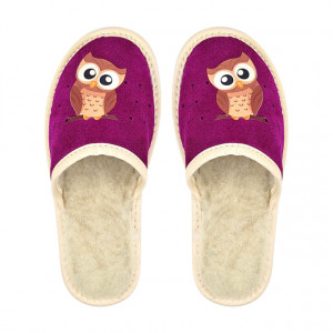 Papuci de Casa Imblaniti cu Lana pentru Copii Marca Tylbut Model 'Cute Owl'