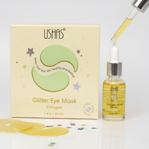 Plasturi pentru Ochi cu Extract de Melc și Glitter Ushas | 60 Plasturi Revitalizanți, Ochi Obosiți