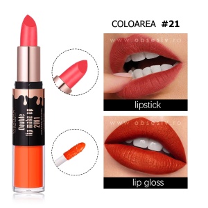 Ruj Solid și Lichid 2în1 Double Lip Make-Up No 21 - Culoare Intensă și Hidratare de Durată