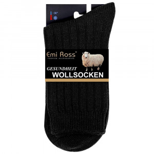 Sosete din Mix de Lână Rezistente la -30°C, 1 Pereche Model 'Man Wool Wave' Dark Black
