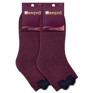 Sosete Groase Set 2 Perechi Model 'Free Flight' Dark Burgundy - Prezentare șosete cu etichetă.