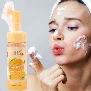 Spuma Demachianta Fata cu Perie din Silicon | Peach | Ushas Make-up Remover | Ingrijire Piele