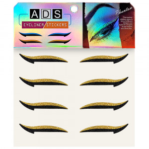 Autocolante Reutilizabile Machiaj Ochi Eyeliner Forma Cat Eye Gold, 4 Perechi