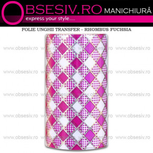 Folie Decorativa Transfer Manichiura, Rhombus Fuchsia - Img 2
