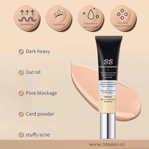 Fond de Ten BB Cream cu SPF50, 02 Natural - Waterproof, Long Lasting, Full Coverage, O'cheal