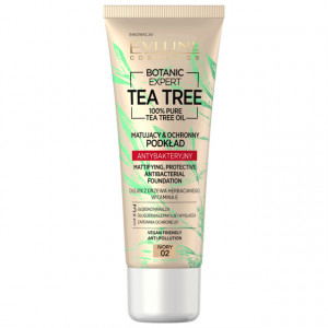 Fond de Ten cu Protectie Antibacteriana Vegan 100% Pure Tea Tree Oil Eveline Cosmetics 02 Ivory