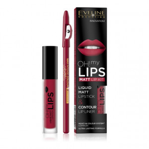 Luciu Mat Buze si Contur Buze Eveline, 05 Red Passion