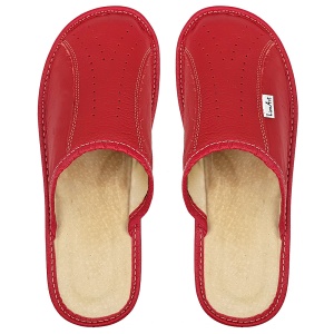 Papuci de Casa din Piele Naturală Marca Lim Art Model 'Marquise' Red - Confort Premium și Eleganță Feminină