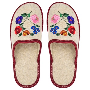 Papuci de Casă din Postav pentru Damă - LimArt Model 'Paradise Garden' Cream | Căldură, Confort și Eleganță