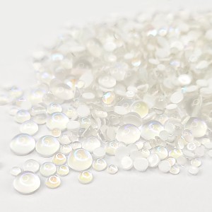Pietricele Unghii Forma Semisfera Culoare Transparent cu Spate Alb - Img 2