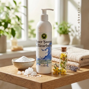 Ingrediente de origine naturală: șamponul Hypericum alături de bicarbonat de sodiu și plante aromatice pentru îngrijirea părului.