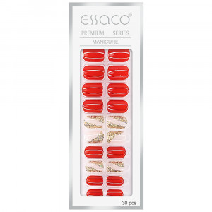 Set 30 Unghii Reutilizabile cu Manichiura Instant, 'Crimson Charm' Shine