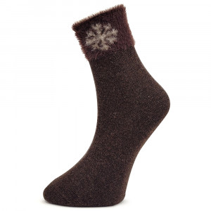 Sosete Calduroase din Lana de Oaie Model 'Happy Snowflakes' Brownie