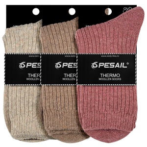 Sosete Termo Călduroase din Lână Set 3 Perechi - Model 'Autumn Feelings' - Prezentare sosete cu etichetă.