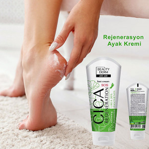 Model cu picioarele fine și catifelate, evidențiind beneficiile utilizării Cremei pentru Picioare Regenerare Intensivă Beauty Derm.