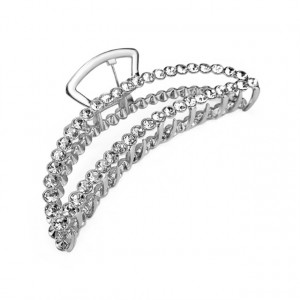 Clema de Par Metalica cu Pietre Diamant Model 'Semicircle Diamond Medium' Culoare Argintiu