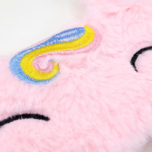 Masca de Dormit Pufoasă Model 'Pink Unicorn' + Set Dopuri Urechi