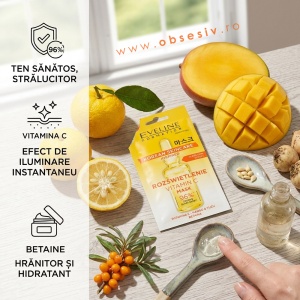 Textură lejeră și revitalizantă cu vitamina C, mango și yuzu – iluminează și hidratează tenul tern.