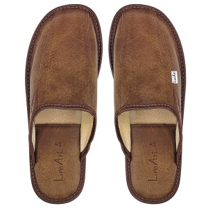 Papuci de Casă din Piele Naturală pentru Bărbați Lim Art Luxury Brown - Confort și Eleganță