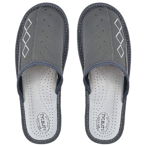 Papuci de Casă din Piele Tylbut Model „Geometric Approch” Simple Gray - Confort și Design Masculin