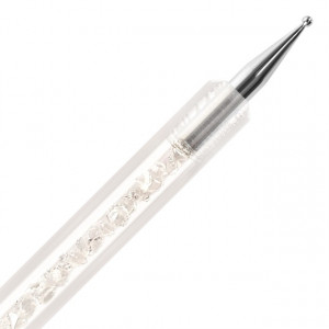 Pensula Gel Unghii No 8 + Instrument Puncte, Maner cu Cristale - Img 2