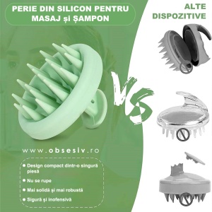Perie din Silicon pentru Masaj și Șamponarea Scalpului - Prezentare produs în comparație cu alte dispozitive.