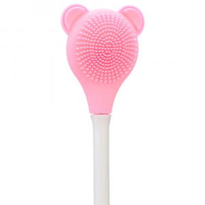 Perie Faciala din Silicon Moale cu Paleta Aplicare din Silicon, Culoare Pink Light