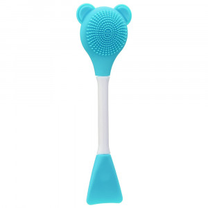Perie Faciala din Silicon Moale cu Paleta Aplicare din Silicon, Culoare Baby Blue