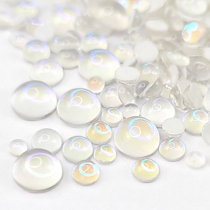 Pietricele Unghii Forma Semisfera Culoare Transparent cu Spate Alb